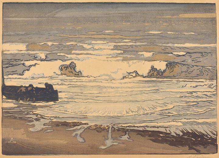 Auguste-Louis Lepère~Unfurled Waves, - Old master image