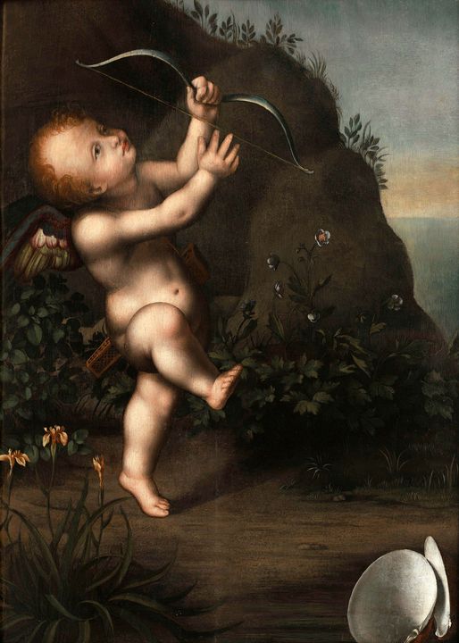 Aurelio Luini~Cupid with a bow - Old master image
