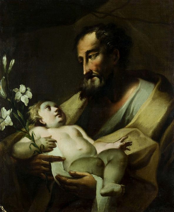 Austrian Painter~Saint Joseph and th - Old master image