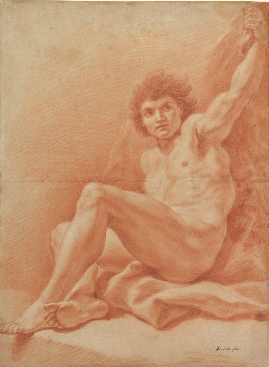Benedetto Luti~Seated Nude Male Figu - Old master image