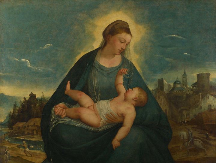 Bernardino da Asola~The Madonna and - Old master image