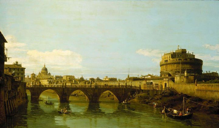 Bernardo Bellotto~View of the Tiber - Old master image