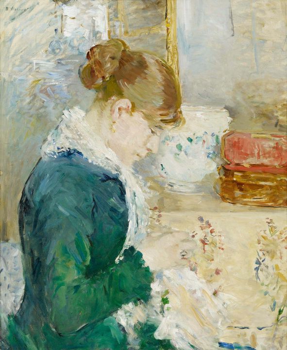 Berthe Morisot~Femme cousant (Woman - Old master image