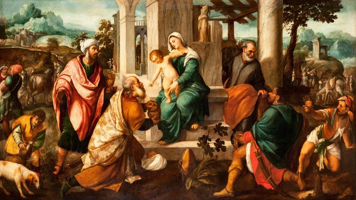 Bonifazio Veronese~Adoration of the - Old master image