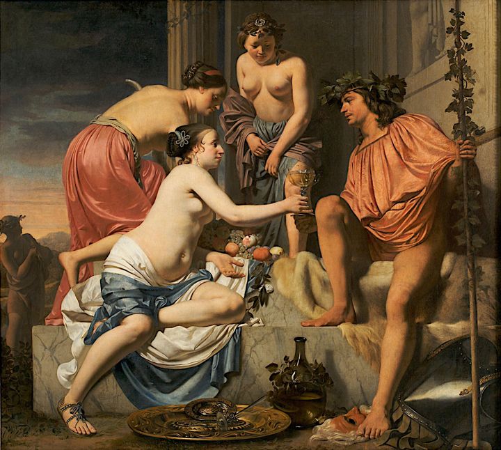 Caesar van Everdingen~Bacchus on a T - Old master image