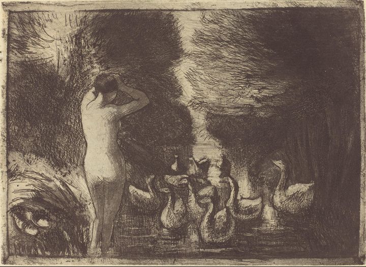 Camille Pissarro~Baigneuse aux oies - Old master image