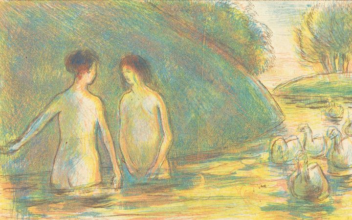 Camille Pissarro~Baigneuses, gardeus - Old master image