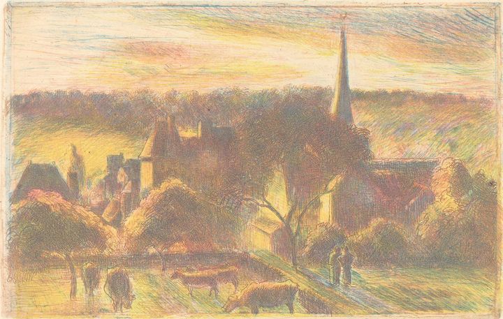 Camille Pissarro~Eglise et ferme d'É - Old master image