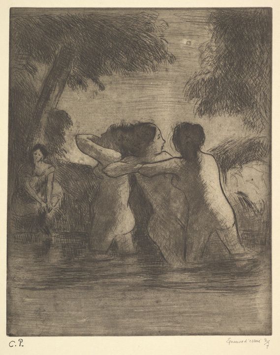 Camille Pissarro~Four Bathers - Old master image