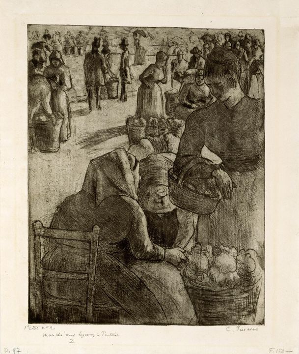 Camille Pissarro~Marche aux legumes - Old master image