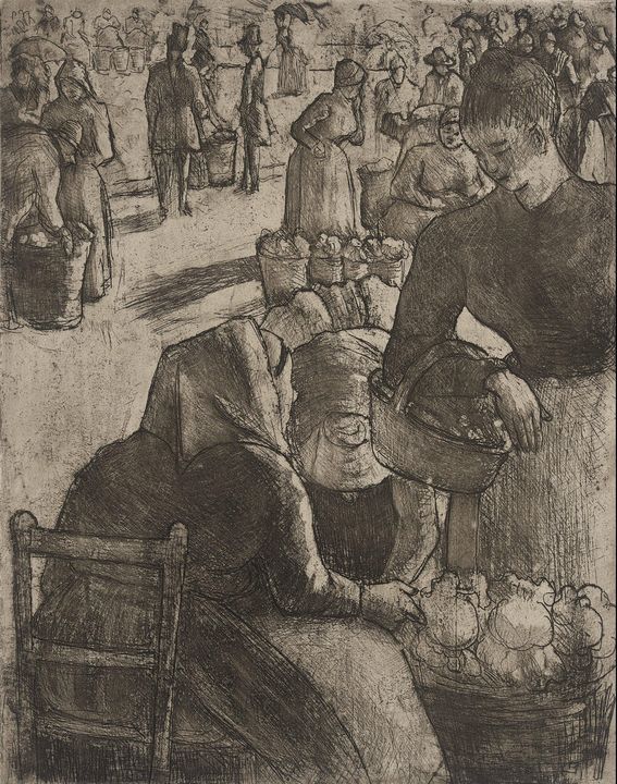 Camille Pissarro~Marché aux Legumes - Old master image