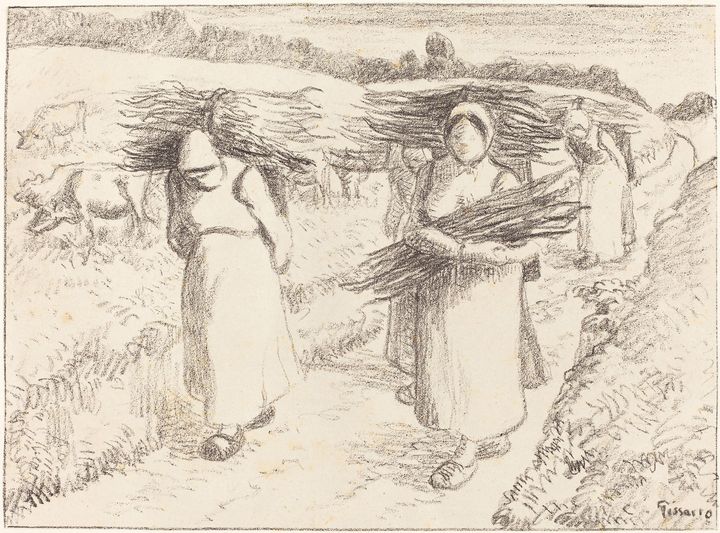 Camille Pissarro~Peasants Carrying S - Old master image