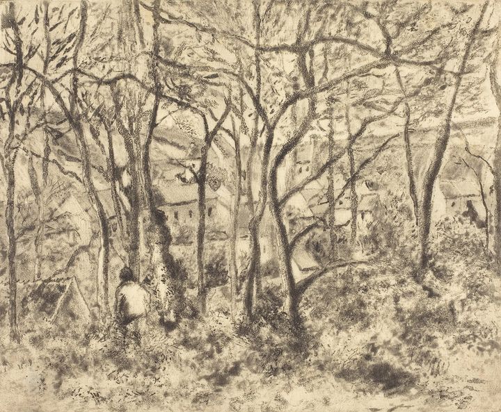 Camille Pissarro~Wooded Landscape at - Old master image