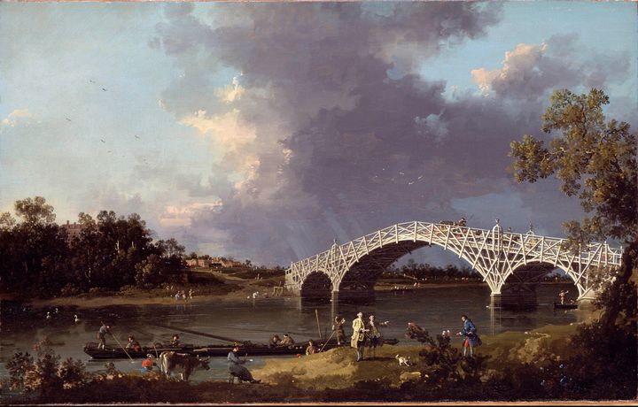 Canaletto~A View of Walton Bridge - Old master image