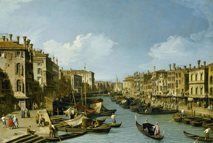 Canaletto~The Grand Canal near the R - Old master image