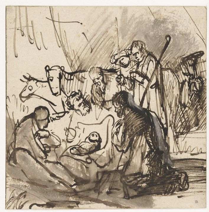 Carel Fabritius~Aanbidding door de h - Old master image