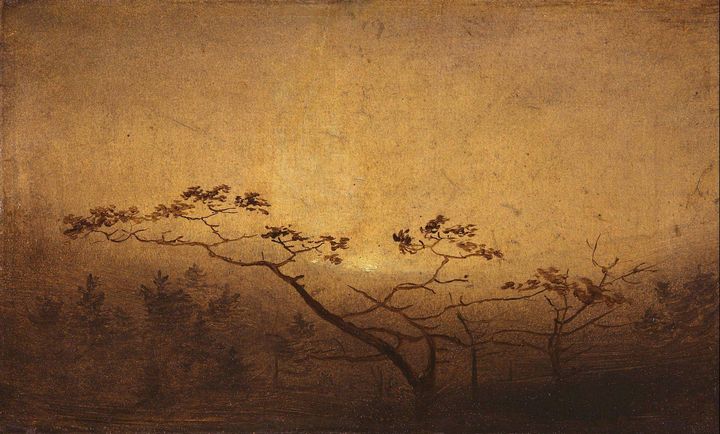 Carl Blechen~Autumn trees at sunrise - Old master image