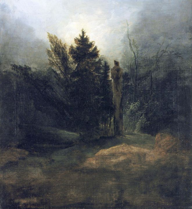 Carl Blechen~Pillar in the forest (u - Old master image