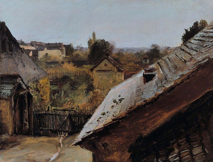 Carl Blechen~View of Roofs and Garde - Old master image