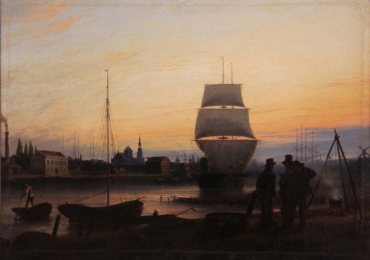 Carl Gustav Carus~Greifswald harbour - Old master image