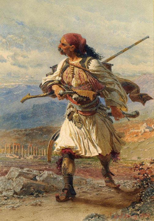 Carl Haag~Greek Warrior - Old master image
