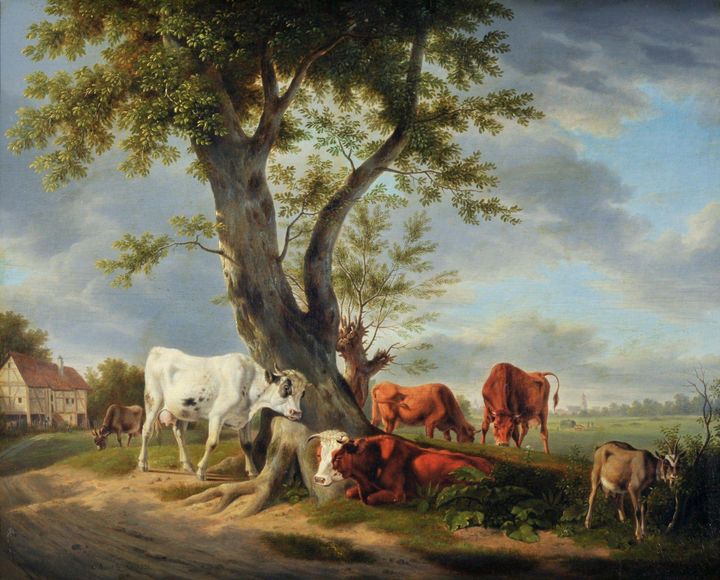 Carl Kuntz~Pasture with tree - Old master image