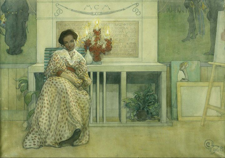 Carl Larsson~After the prom - Old master image