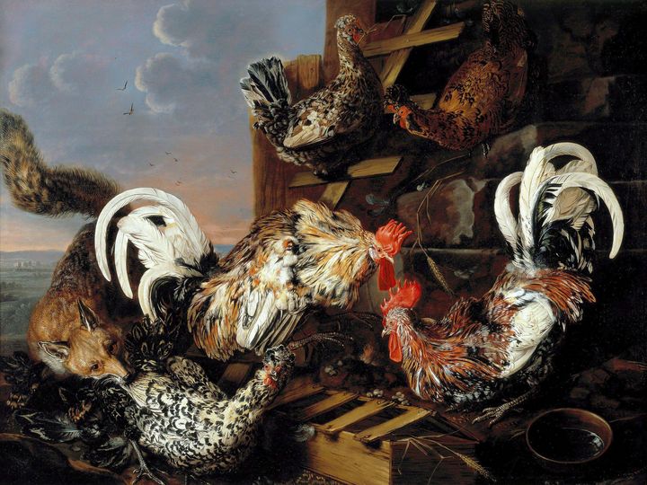 Carstian Luyckx~Fowl attacked by a f - Old master image