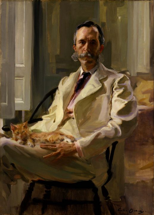 Cecilia Beaux~Man with the Cat (Henr - Old master image