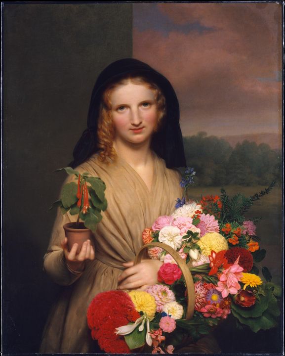 Charles C. Ingham~The Flower Girl - Old master image