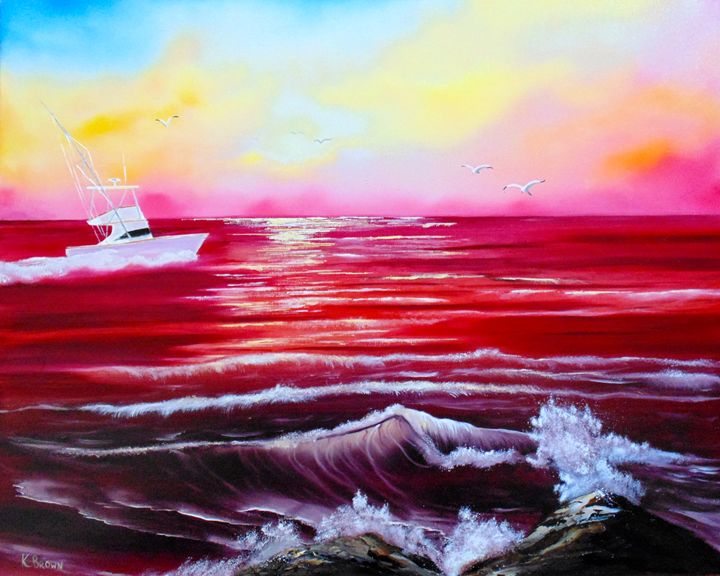 red wave painting