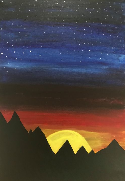 絵画 Mountain at sunset F_Abderrahim_-