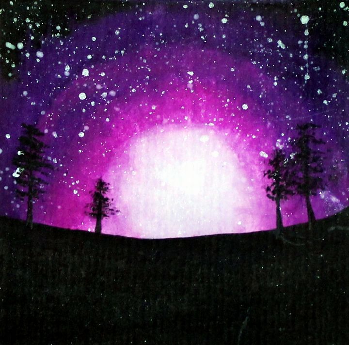 purple starry night sky