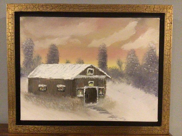 Snowy Berkshire Cabin - Vinnie Brandi Art