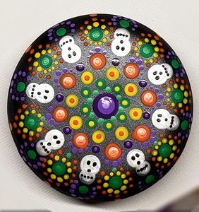 Skull hand painted paperweight