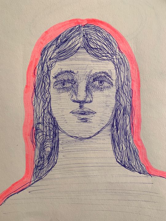 Pen Sketch Portrait Of A Woman - Michael Mercogliano