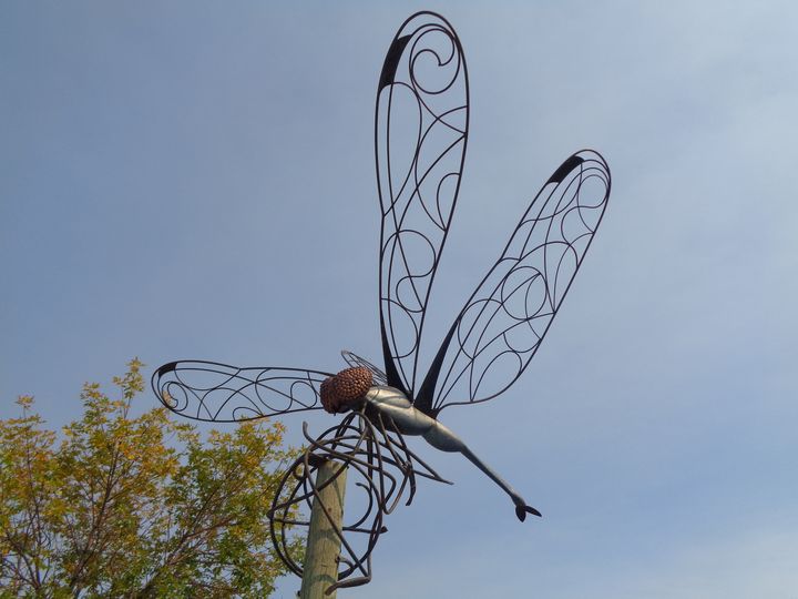 Dragonfly Sculpture Downtown Bemidji - Achilles Rane Saphir