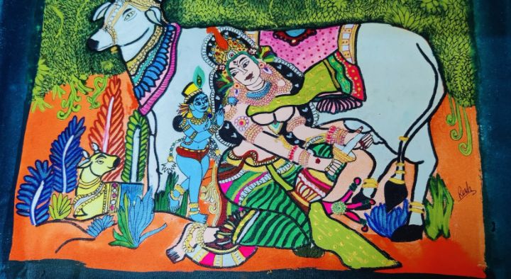 Yashoda maiya with krishna painting - DBrush