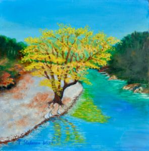 Fall Scene by the River - P.Stefanou Art Creations