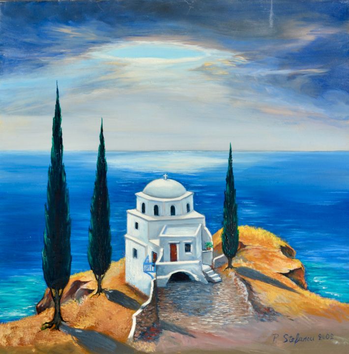 White Church by the Sea - P.Stefanou Art Creations