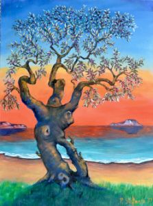 Olive Tree at Sunset - P.Stefanou Art Creations