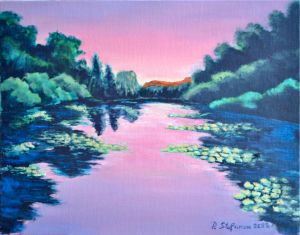 Water Lilies by the Sunset - P.Stefanou Art Creations