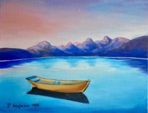 Boat in Lake McDonald, Montana, USA - P.Stefanou Art Creations