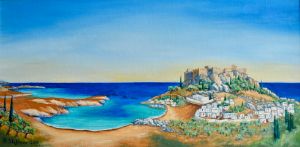 Town in Rhodes, Greece - P.Stefanou Art Creations