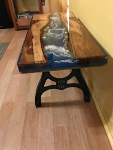Pecan Table - Resin and Shell Art