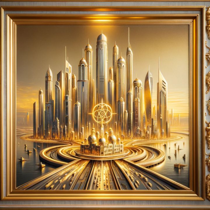 GOLD DUBAI PAINTING LUXURY GOLD PAINTINGS Digital Art, Buildings