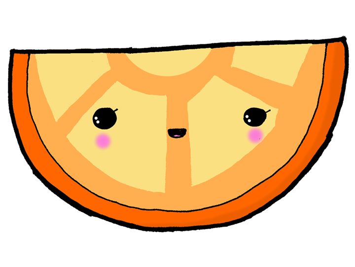 Kawaii Cute Orange Slice Yummy - Screamingpillow - Drawings ...