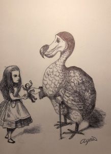 Hand-drawn image -Alice and the Dodo