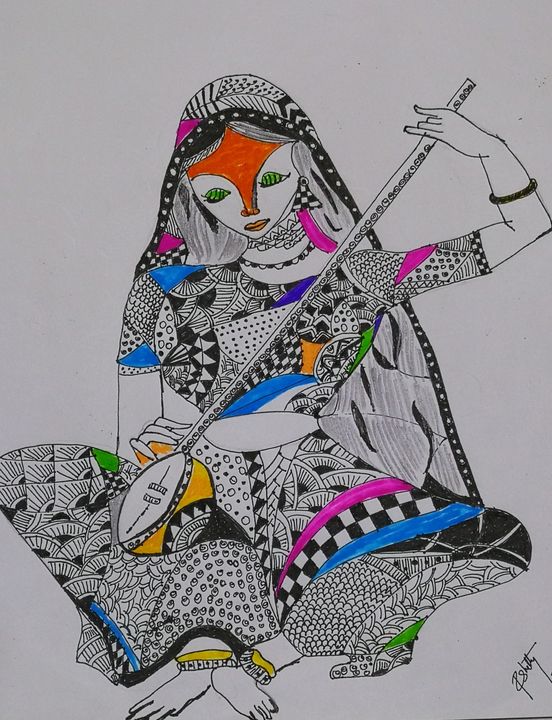 Meera Bai And Krishna | Handmade Paper | By Ajay Kumar Jha | Exotic India  Art