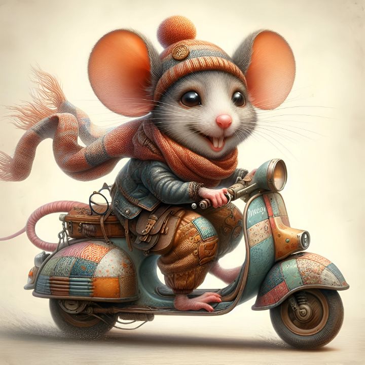 Mouse on a motorcycle iloven digital art ai childrens art other